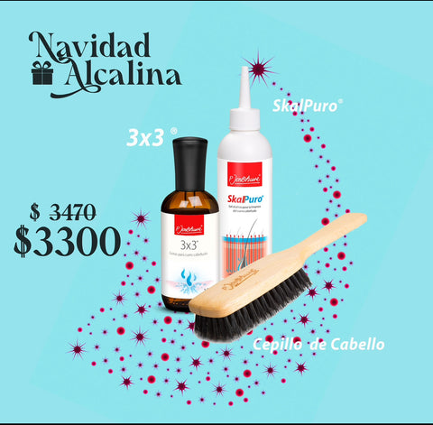 Kit Navideño Cabello Alcalino – 3x3 + SkalPuro + Cepillo de Cerdas de Jabalí
