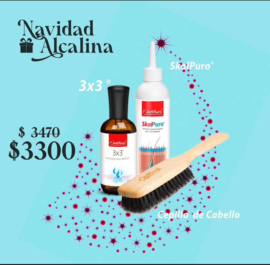 Kit Navideño Cabello Alcalino – 3x3 + SkalPuro + Cepillo de Cerdas de Jabalí