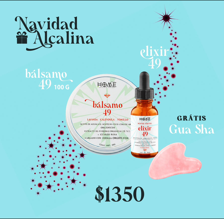 Kit Navideño Glow 49 – Bálsamo 49 + Elixir 49 + Gua Sha de Cuarzo Rosa